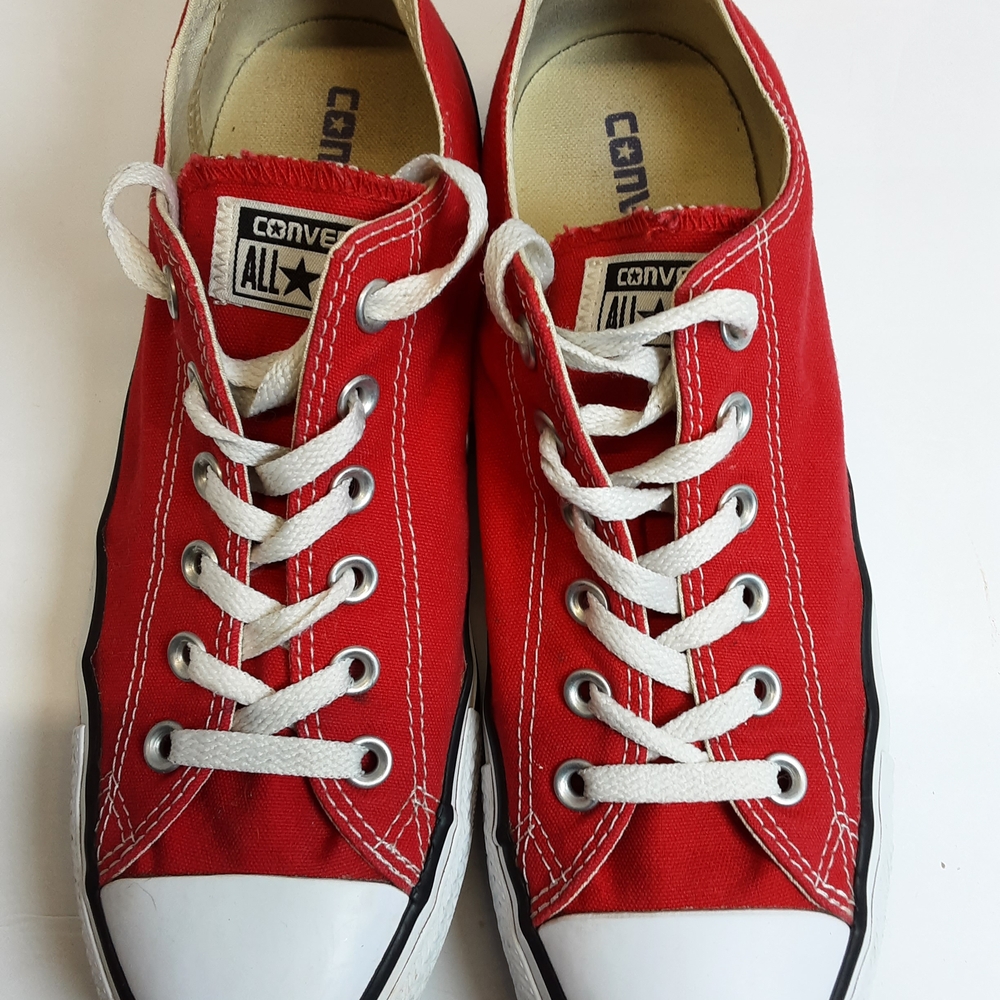 Converse Red Canvas Sneakers with White Accents W 9.5 M 7.5